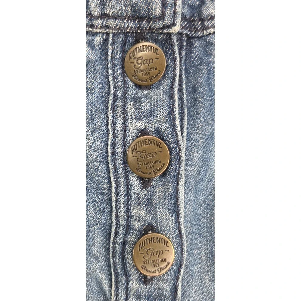 Baby GAP Girls Size 6-12 Month Dress Denim Sleeveless Blue Buttons Retro Classic